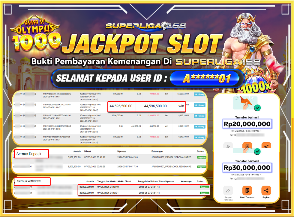 SUPERLIGA168 GATES OF OLYMPUS 1000 .50,000,000LUNAS
